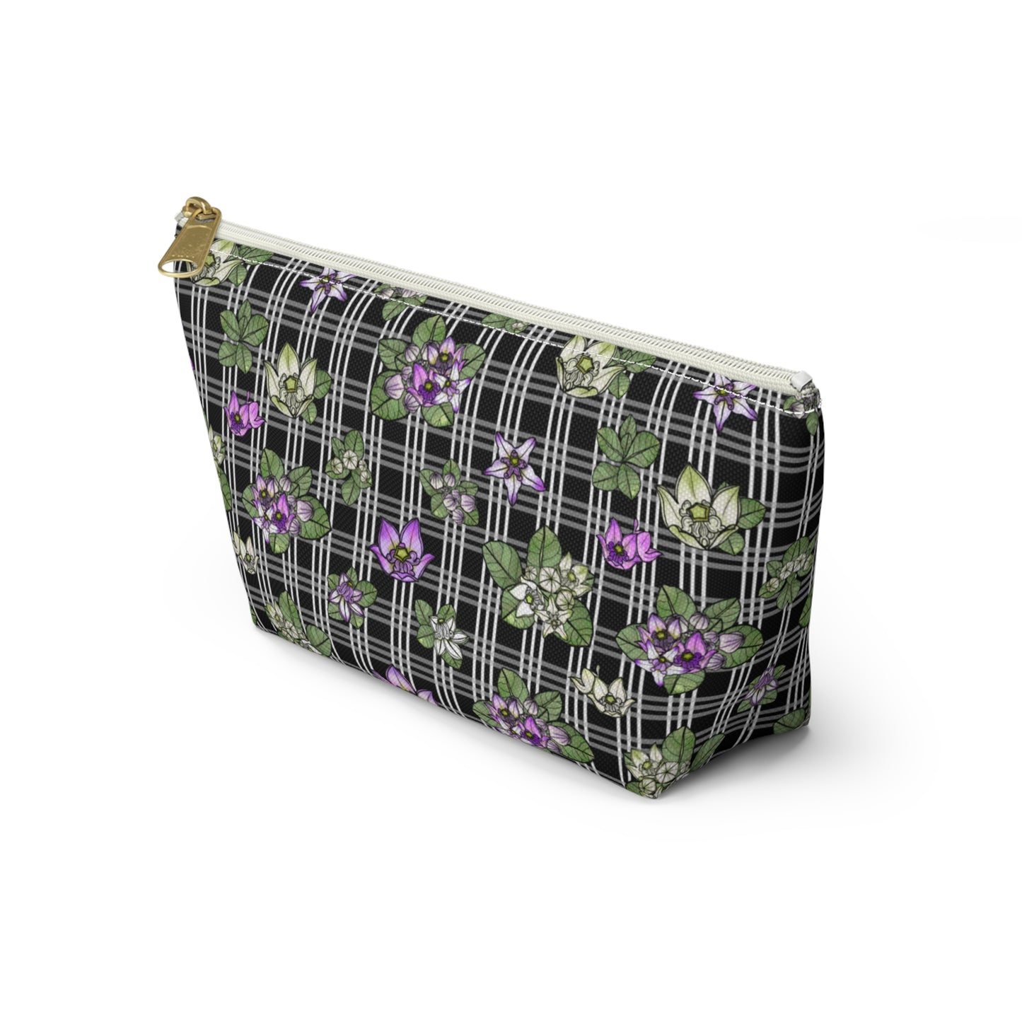 Pua Kalaunu and Palaka Hawaiian Print Accessory Pouch w T-bottom