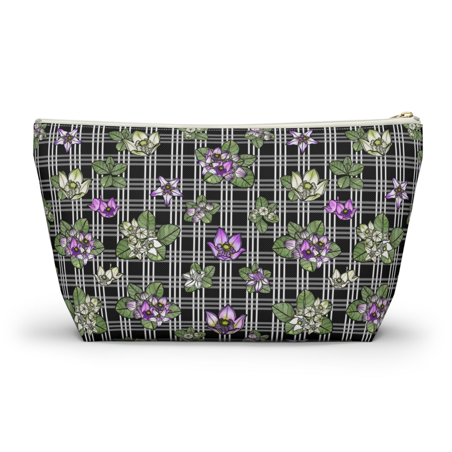 Pua Kalaunu and Palaka Hawaiian Print Accessory Pouch w T-bottom