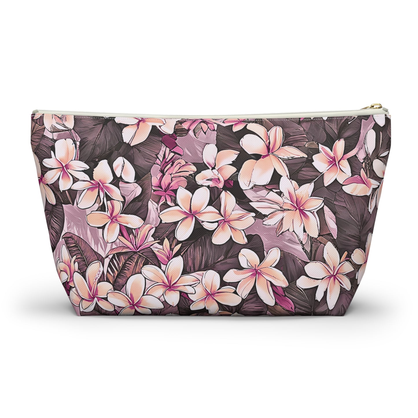 Plumeria Hawaiian Tropical Print Pink Tones - Accessory Pouch w T-bottom