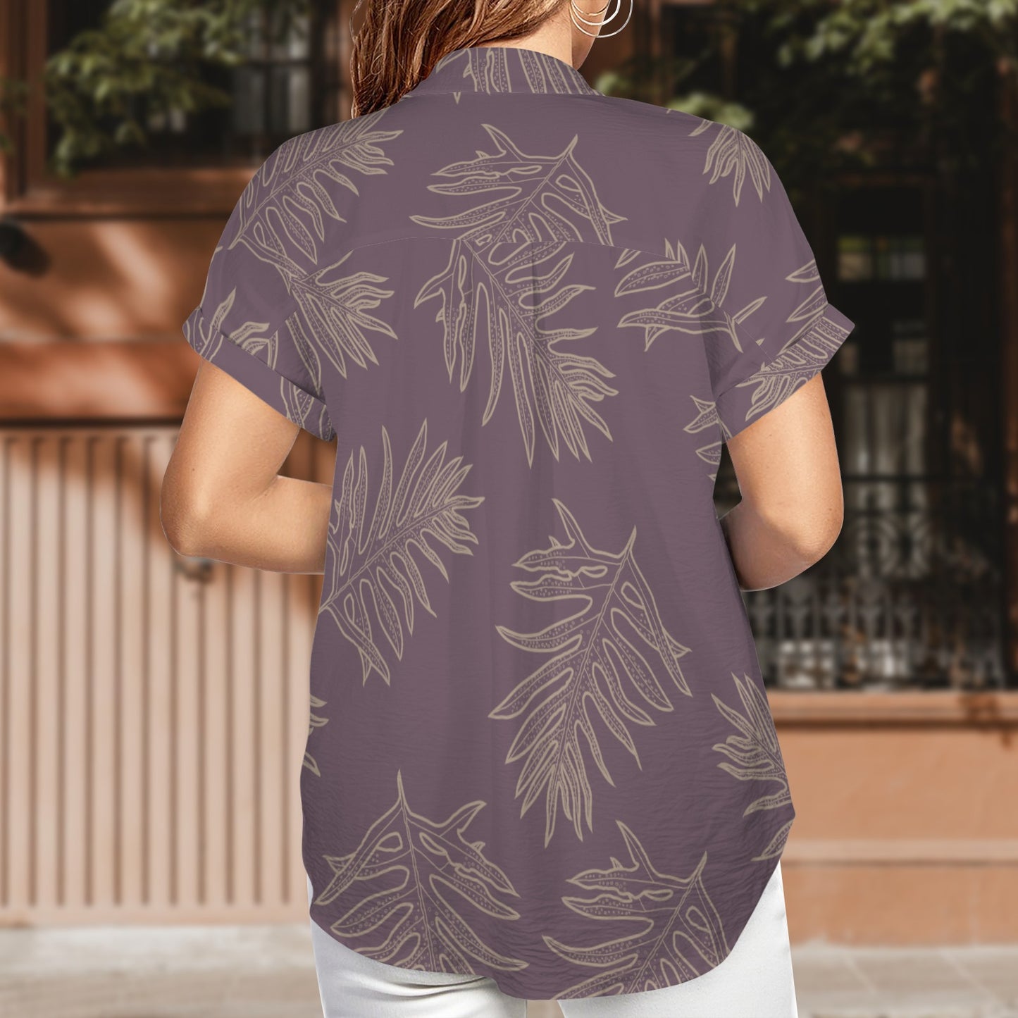 Lauaʻe Short Sleeve Button Pocket Blouse - Purple