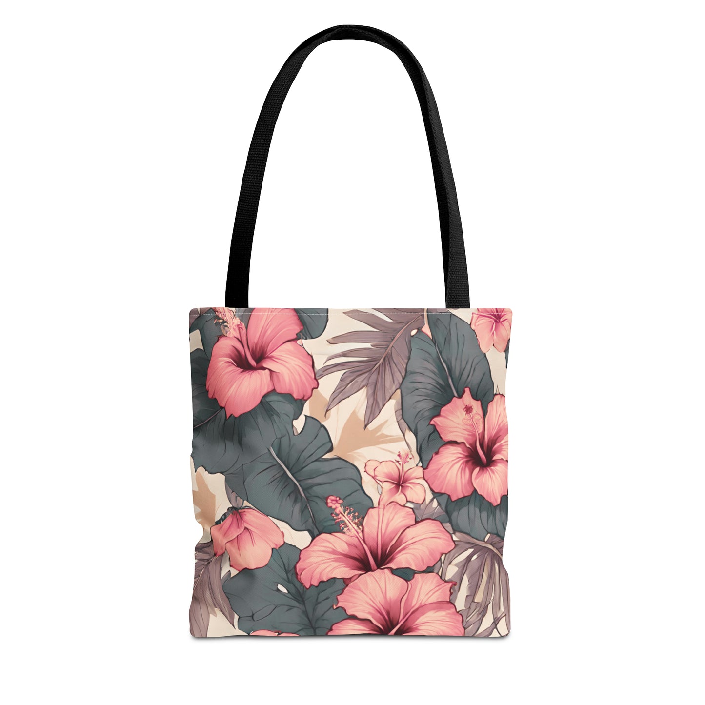 Hibiscus Tropical Hawaiian Print Tote Bag - Soft Tones