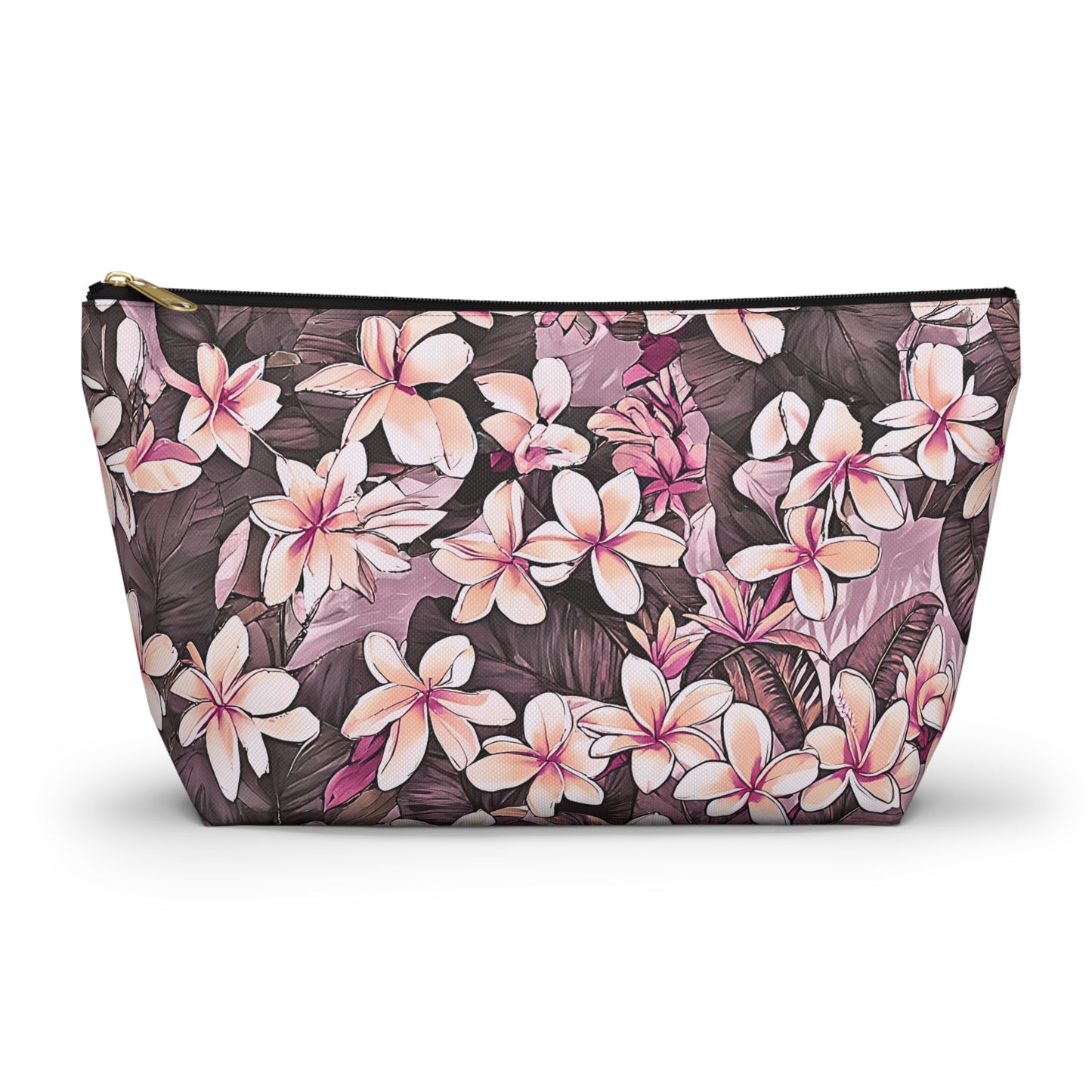 Plumeria Hawaiian Tropical Print Pink Tones - Accessory Pouch w T-bottom