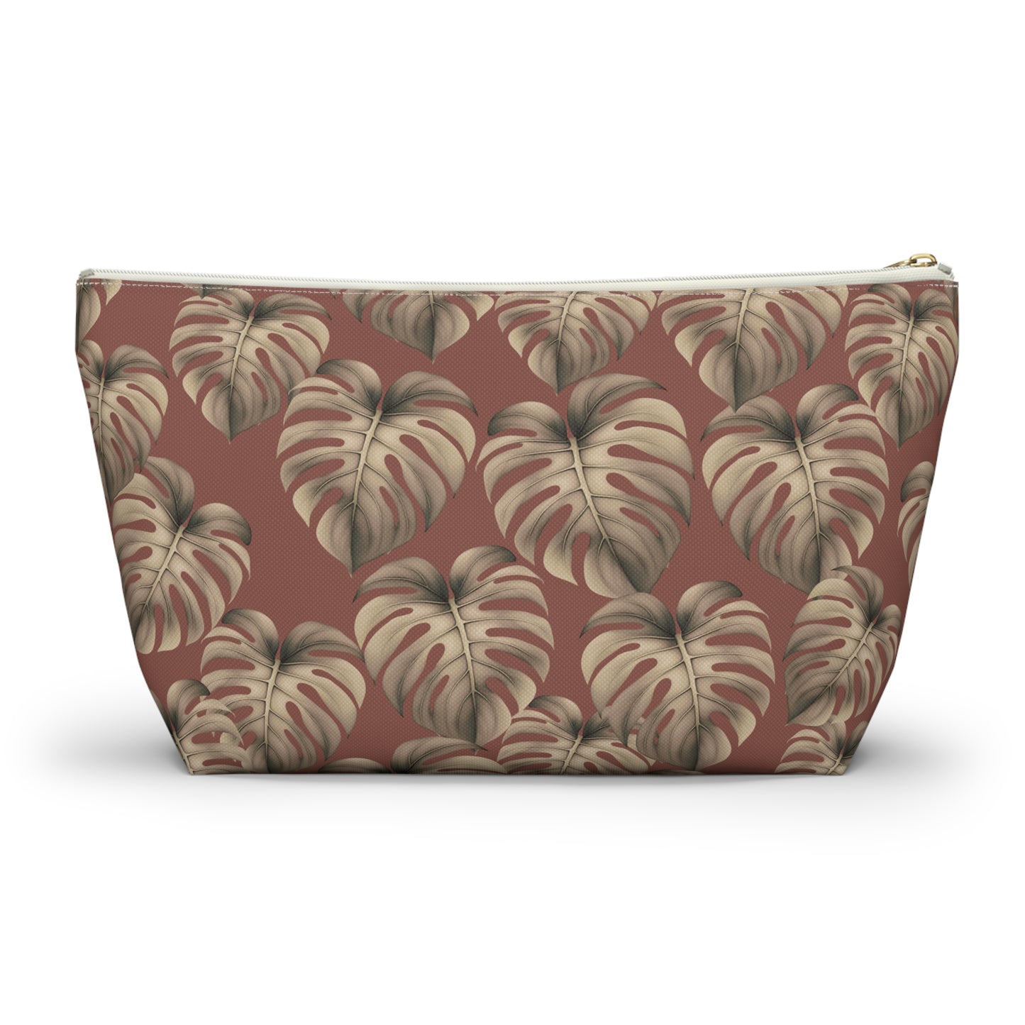 Monstera Mauve Hawaiian Print - Accessory Pouch w T-bottom