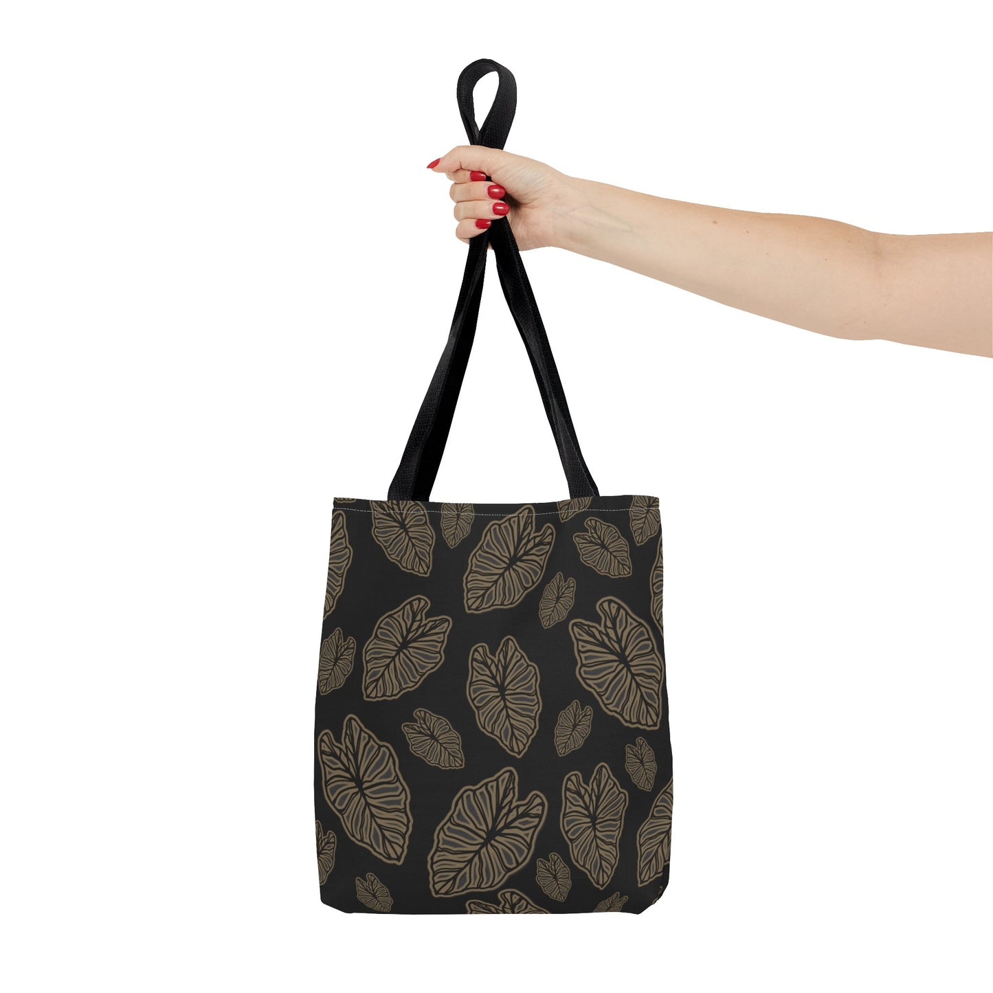 Kalo Taro Hawaiian Print Tote Bag - Black and Brown