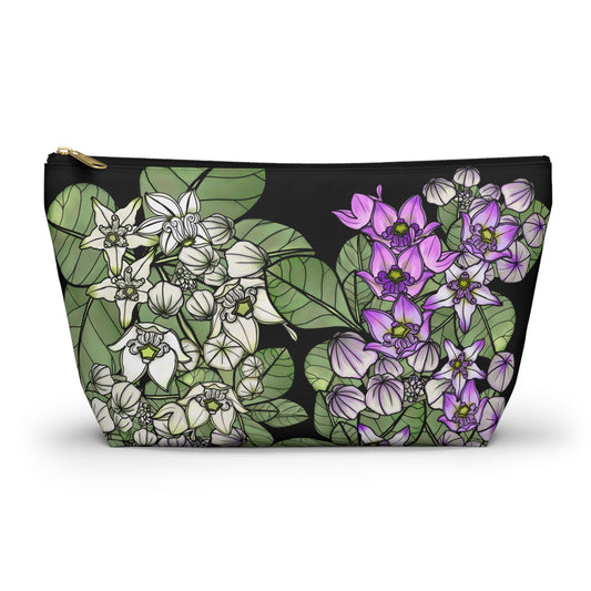 Pua Kalaunu Crown Flower Hawaiian Print - Accessory Pouch w T-bottom (purple & white flowers)