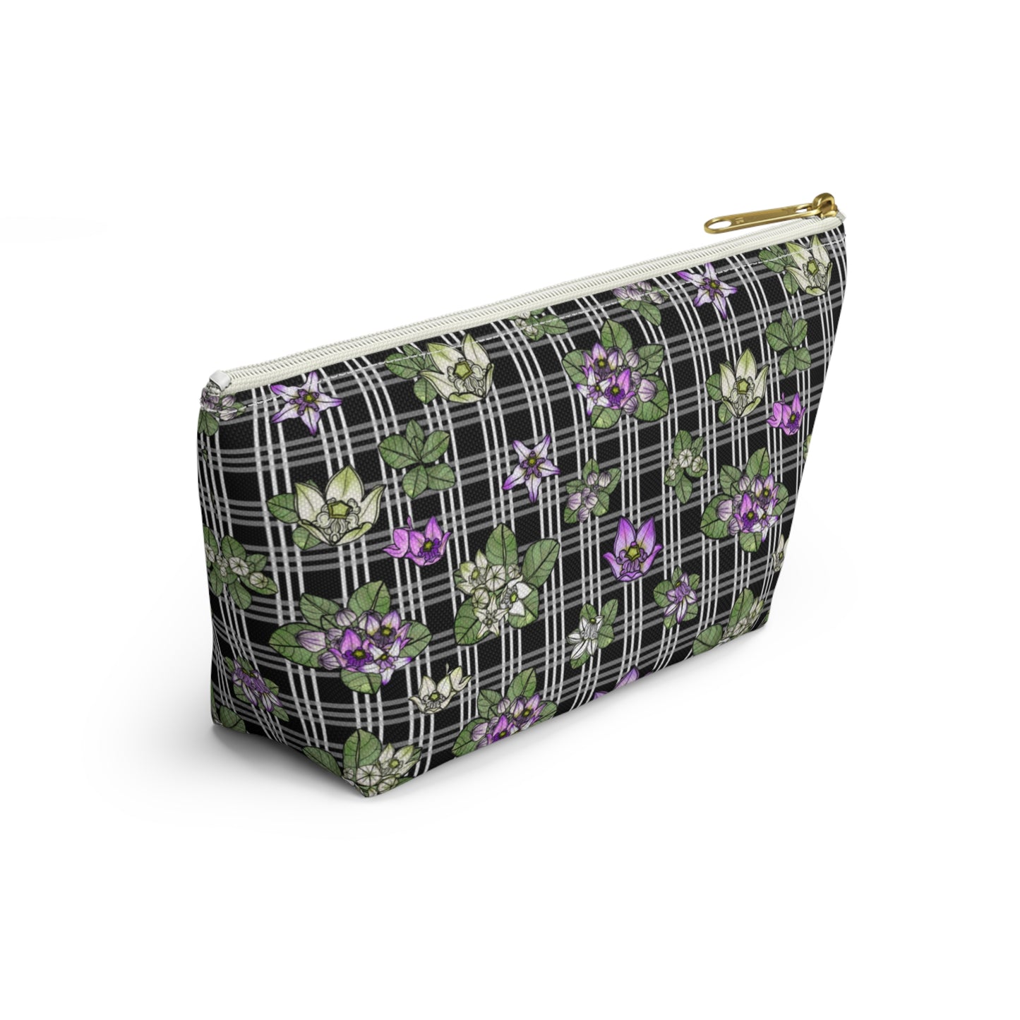 Pua Kalaunu and Palaka Hawaiian Print Accessory Pouch w T-bottom