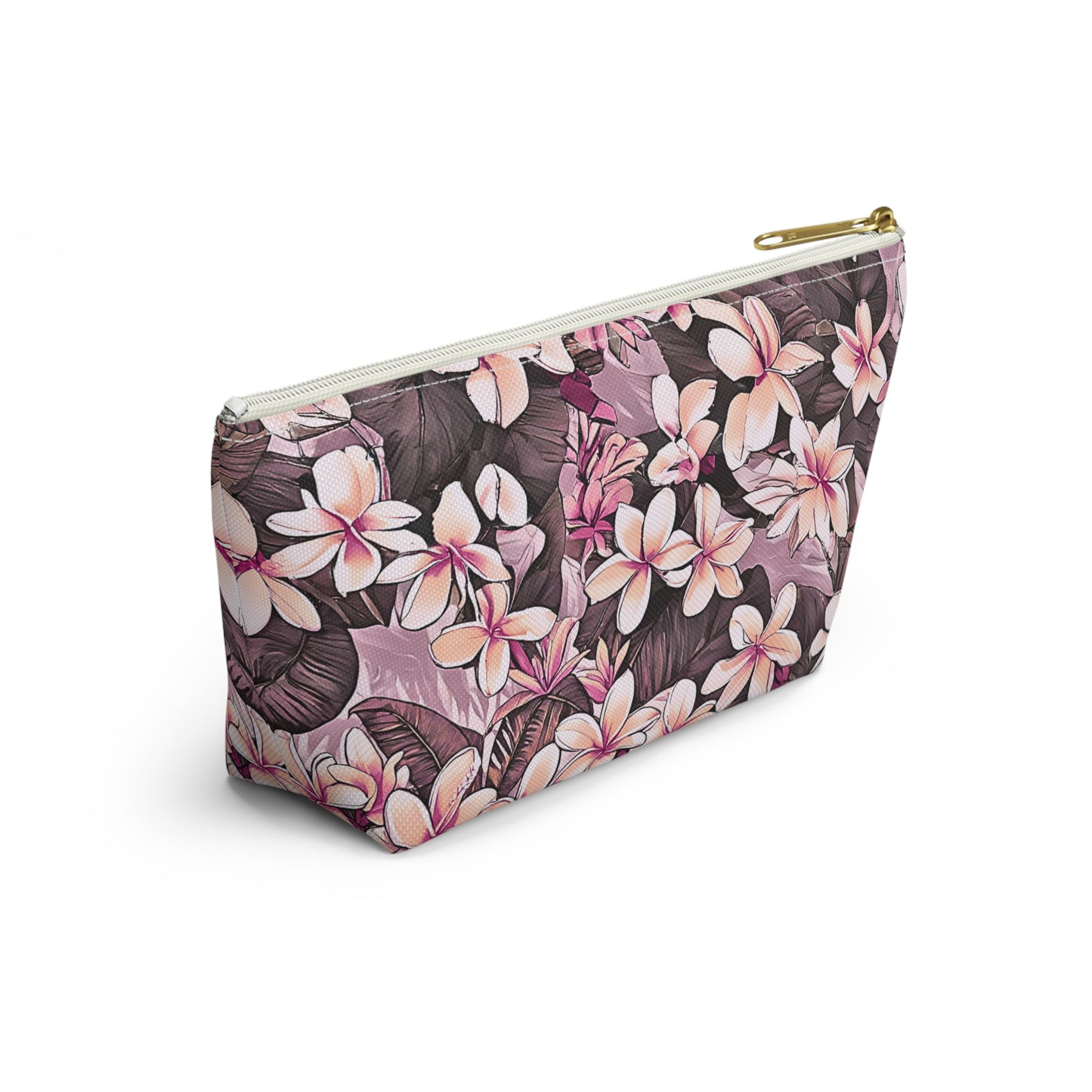 Plumeria Hawaiian Tropical Print Pink Tones - Accessory Pouch w T-bottom