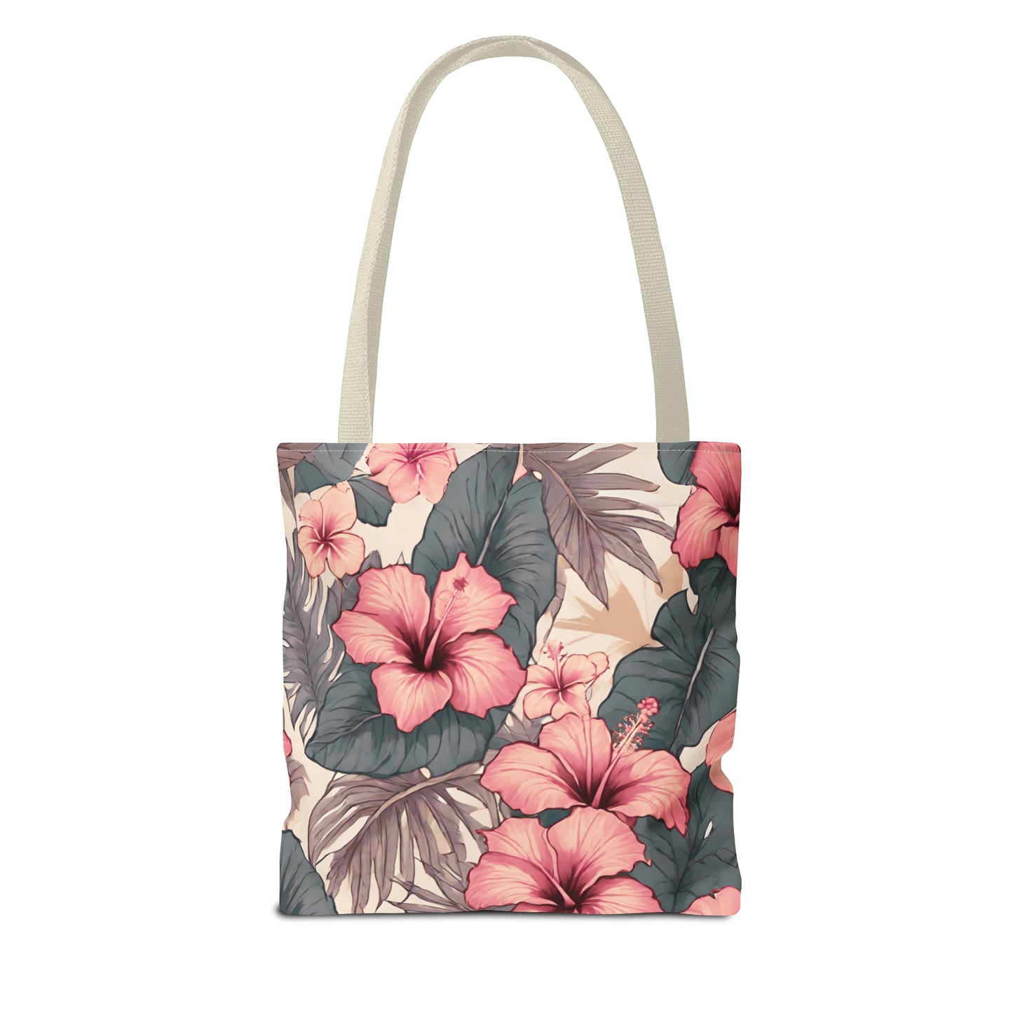 Hibiscus Tropical Hawaiian Print Tote Bag - Soft Tones