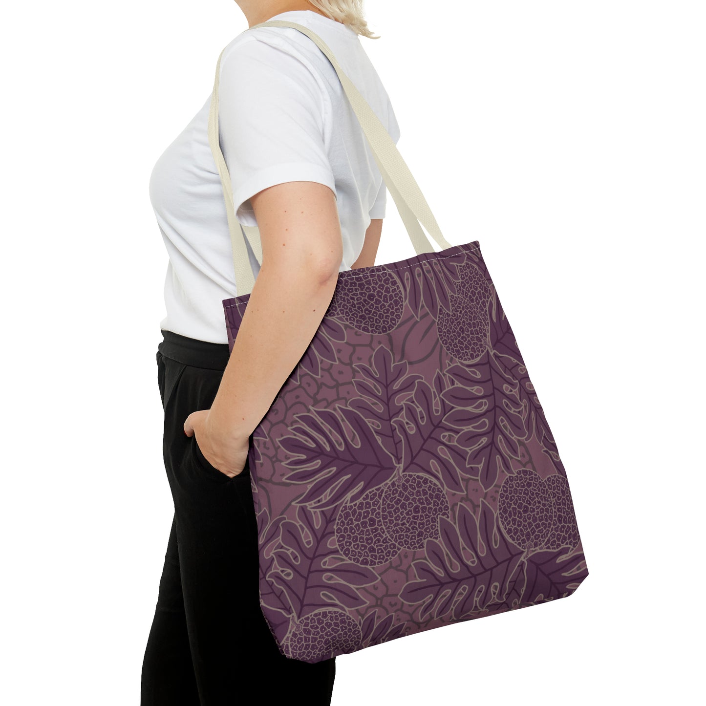 Ulu Breadfruit Hawaiian Print Purple Tote Bag