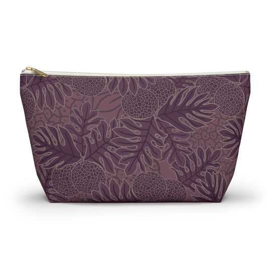 Ulu Breadfruit Hawaiian Print Purple - Accessory Pouch w T-bottom