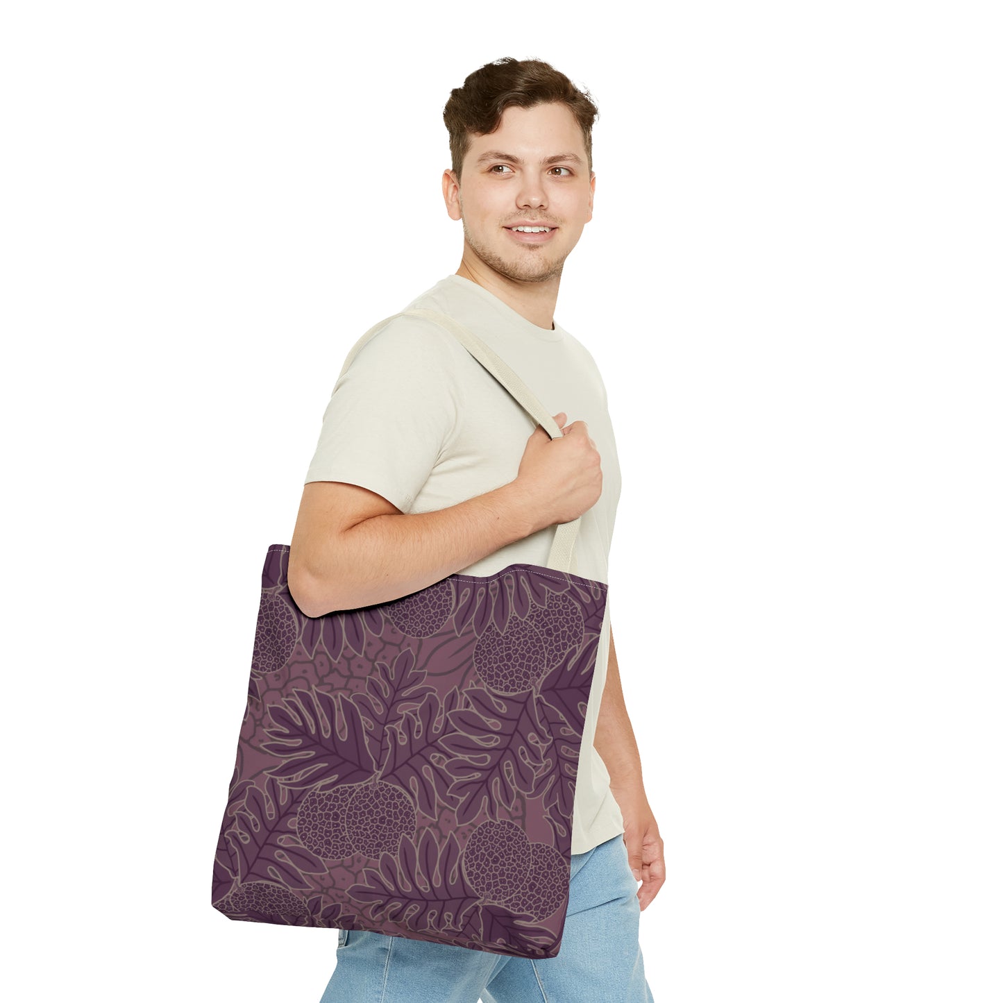 Ulu Breadfruit Hawaiian Print Purple Tote Bag