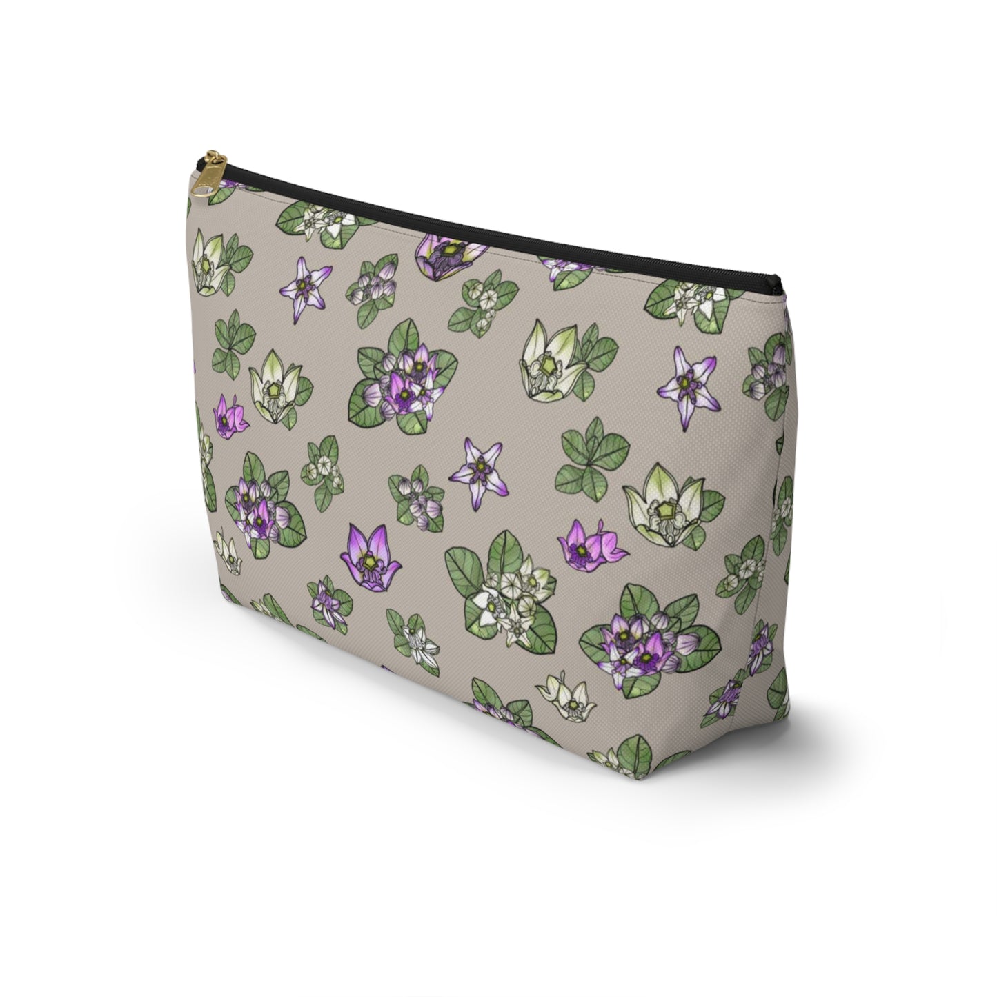 Pua Kalaunu Crown Flower Hawaiian Print Accessory Pouch w T-bottom