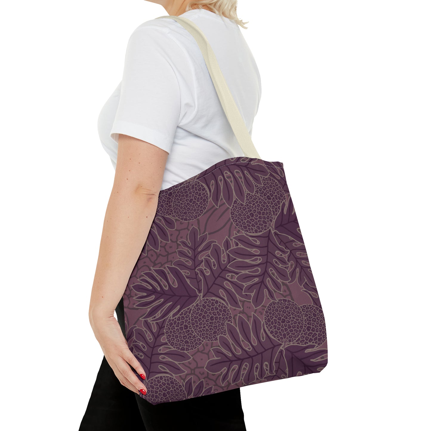 Ulu Breadfruit Hawaiian Print Purple Tote Bag