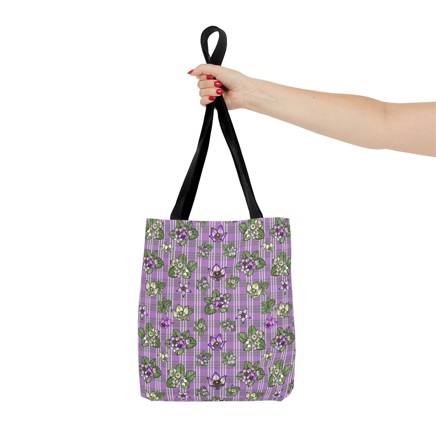 Pua Kalaunu and Palaka Hawaiian Print Tote Bag (purple)