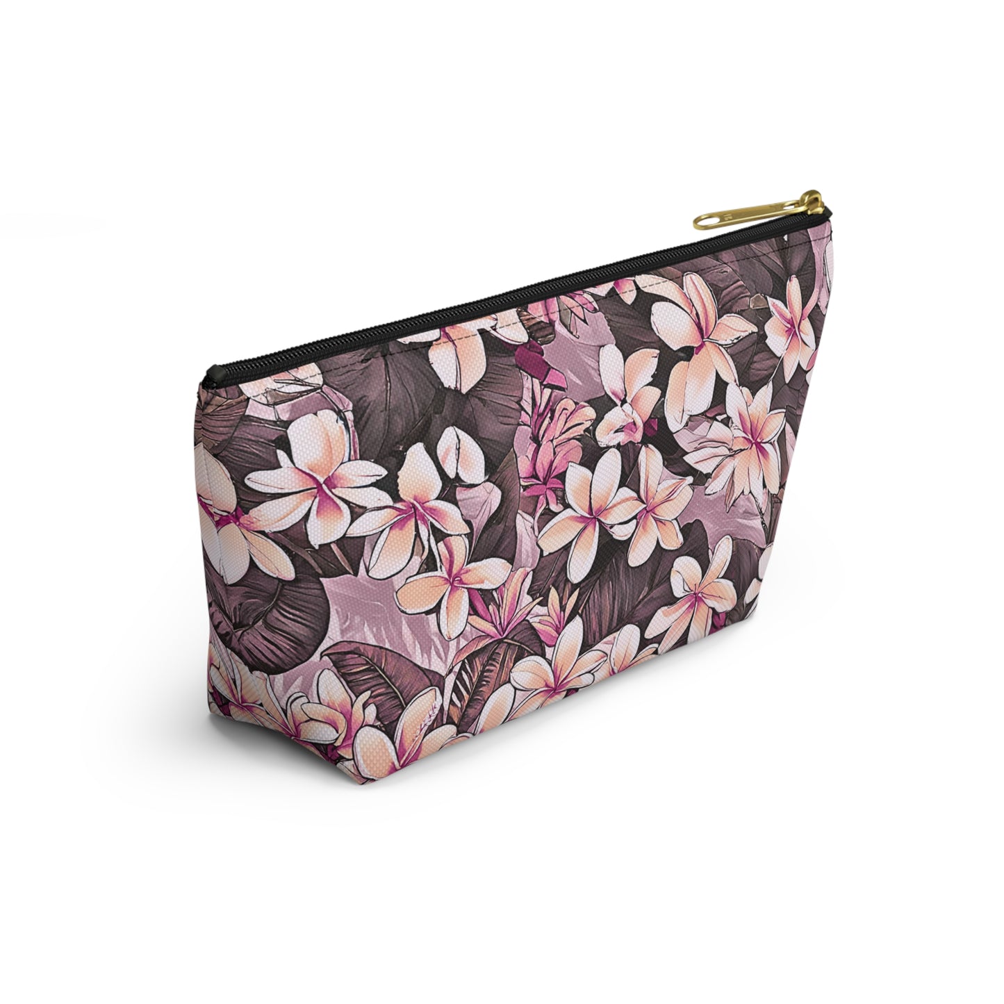 Plumeria Hawaiian Tropical Print Pink Tones - Accessory Pouch w T-bottom