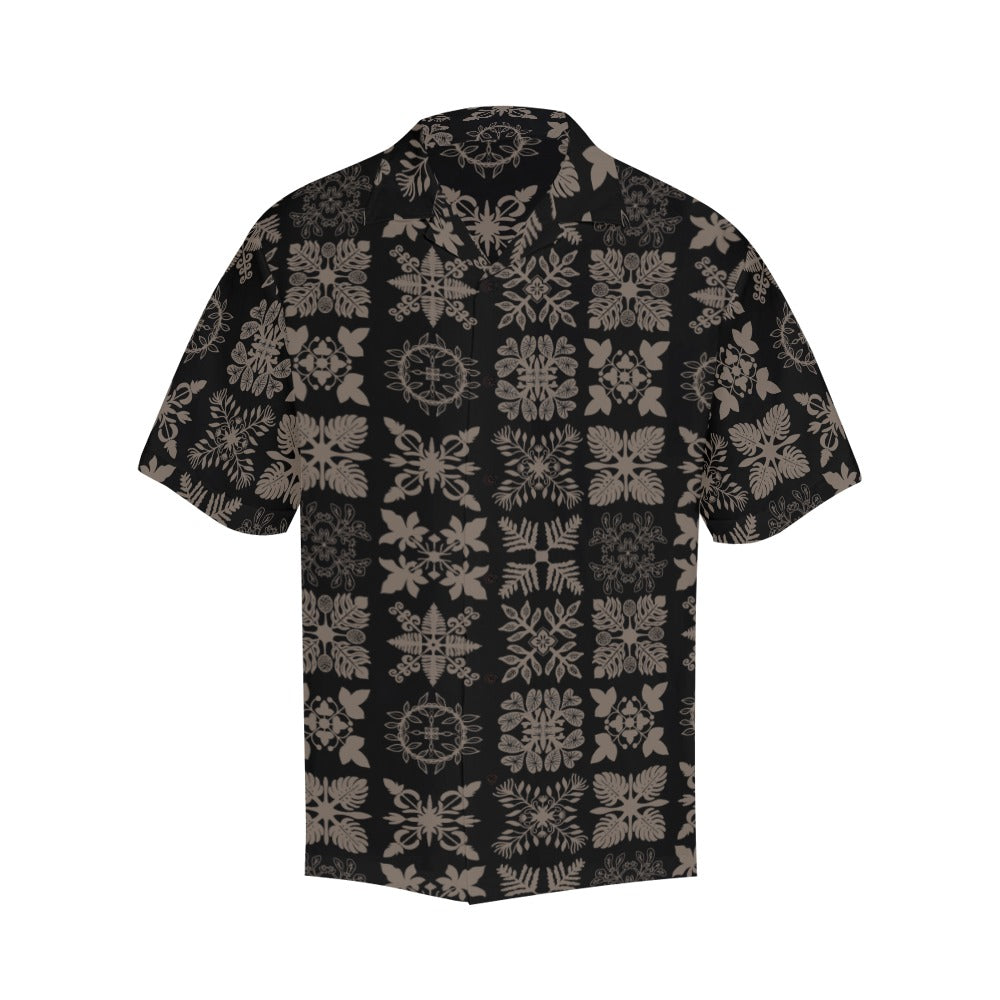Hawaiian Kapa Kuiki - Menʻs Aloha Shirt, Black and Beige
