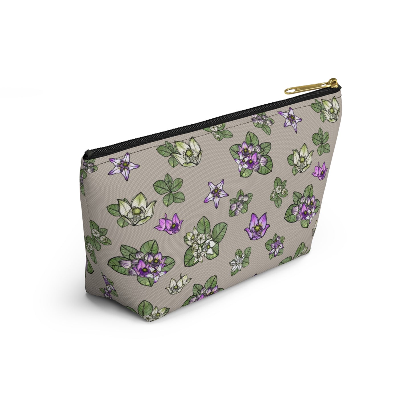 Pua Kalaunu Crown Flower Hawaiian Print Accessory Pouch w T-bottom