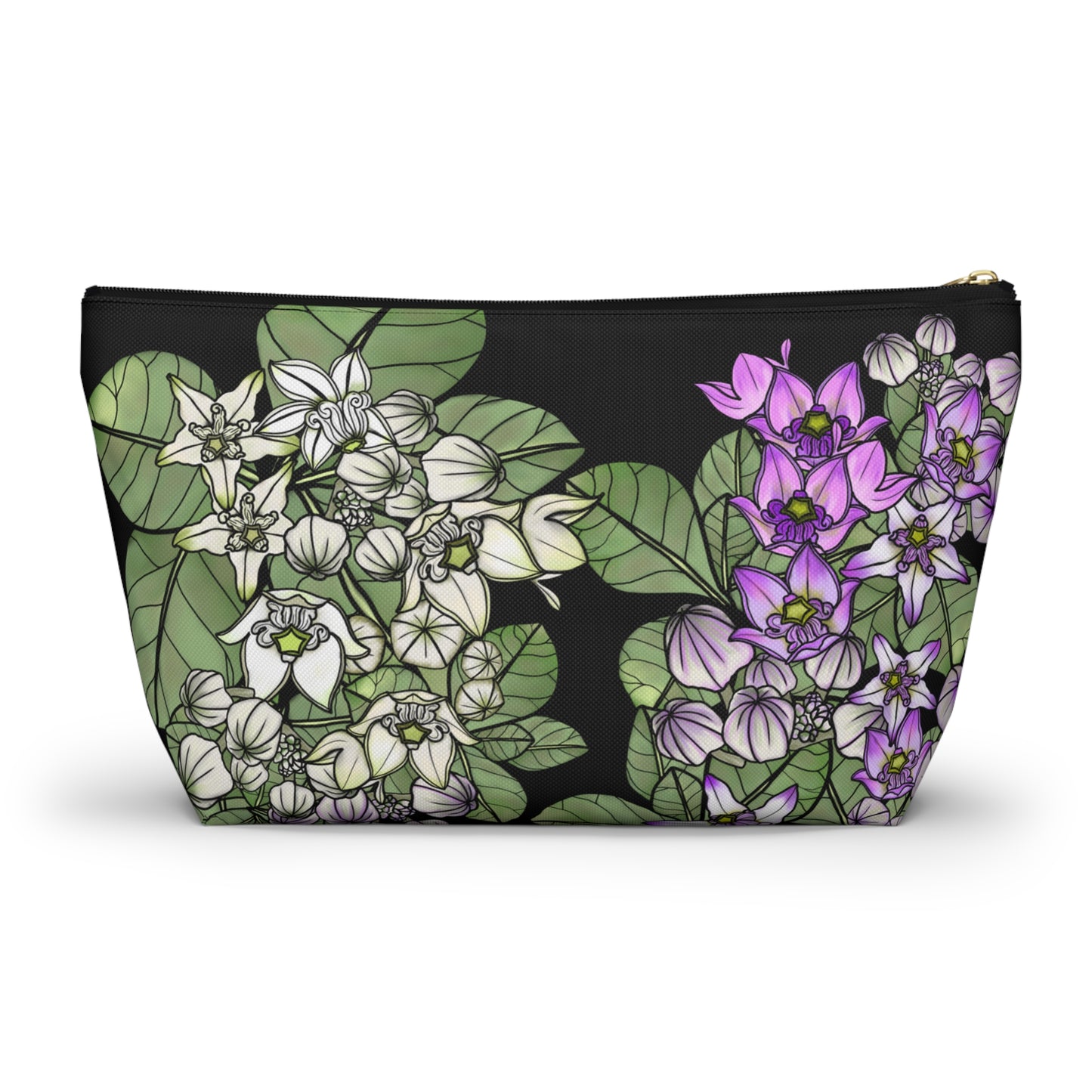 Pua Kalaunu Crown Flower Hawaiian Print - Accessory Pouch w T-bottom (purple & white flowers)