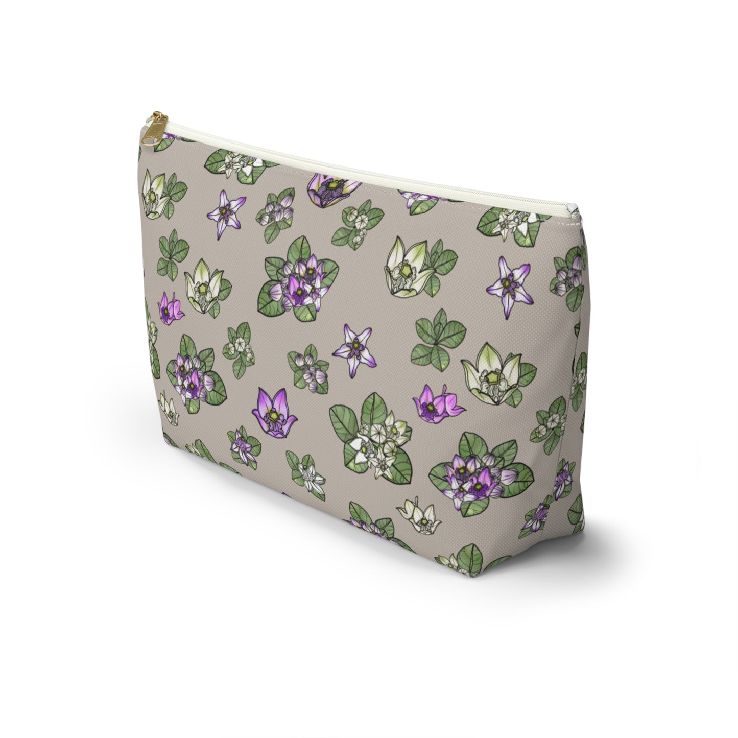 Pua Kalaunu Crown Flower Hawaiian Print Accessory Pouch w T-bottom