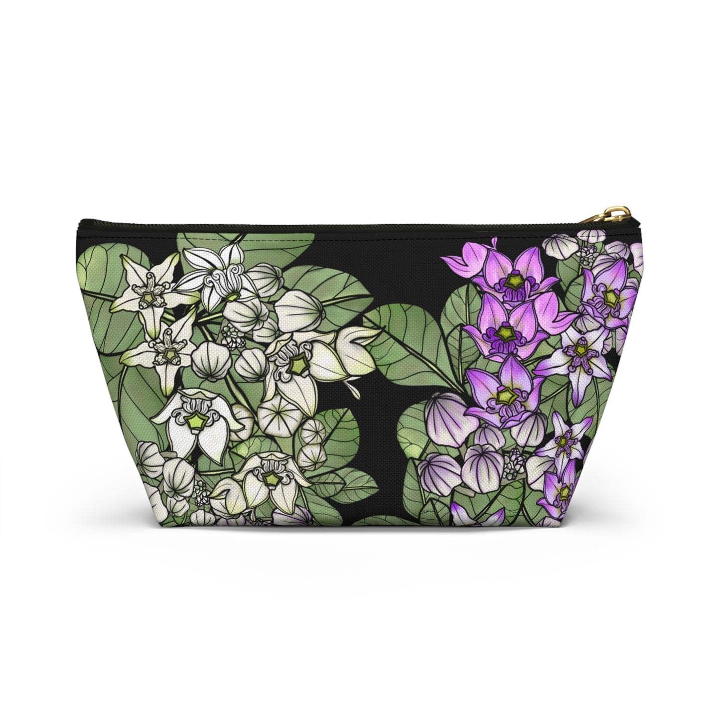 Pua Kalaunu Crown Flower Hawaiian Print - Accessory Pouch w T-bottom (purple & white flowers)