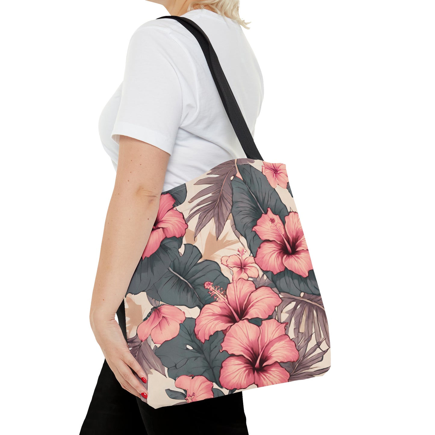 Hibiscus Tropical Hawaiian Print Tote Bag - Soft Tones