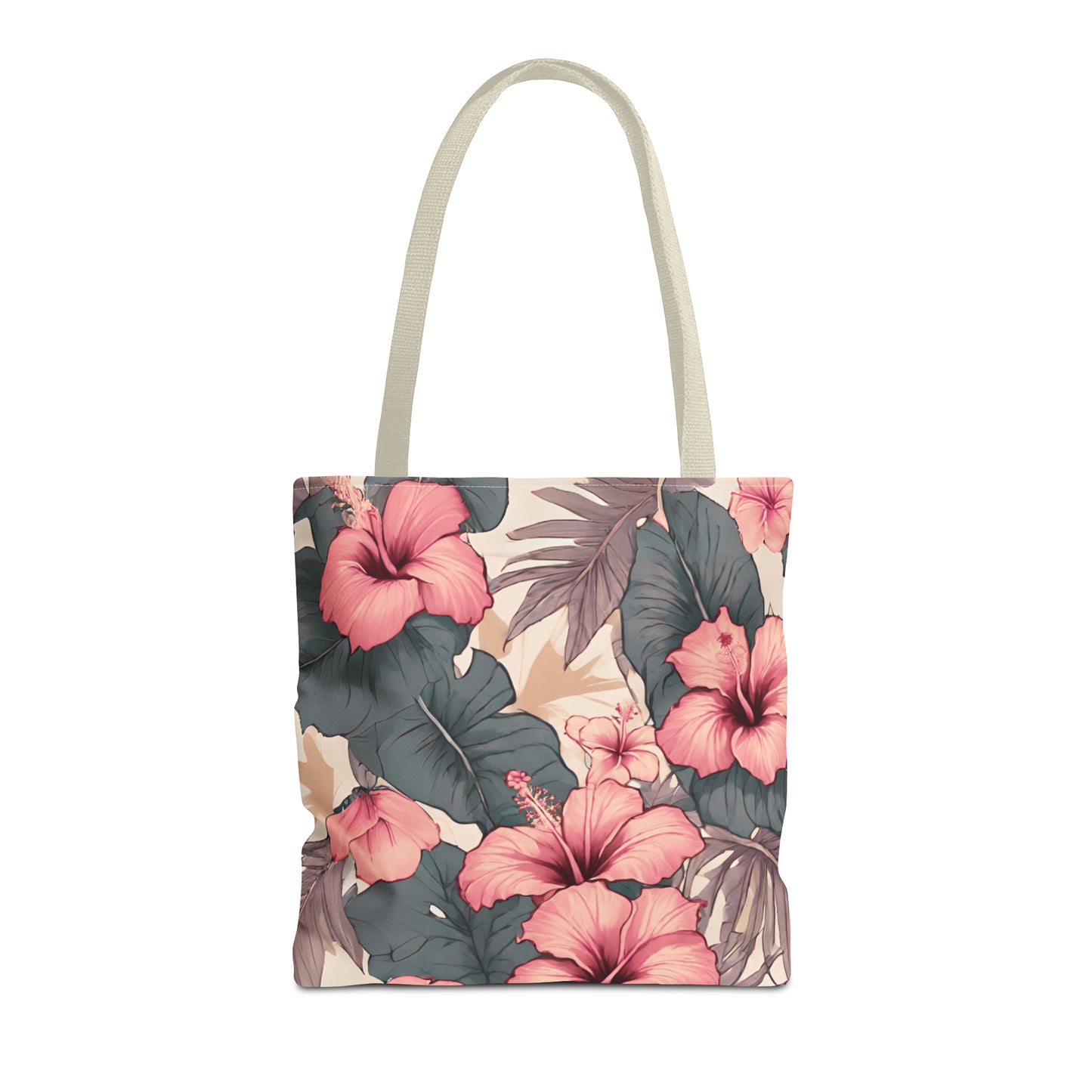 Hibiscus Tropical Hawaiian Print Tote Bag - Soft Tones