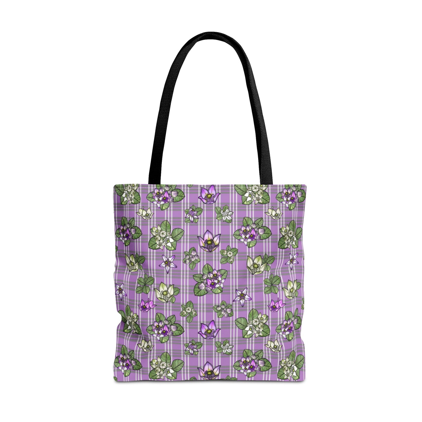 Pua Kalaunu and Palaka Hawaiian Print Tote Bag (purple)