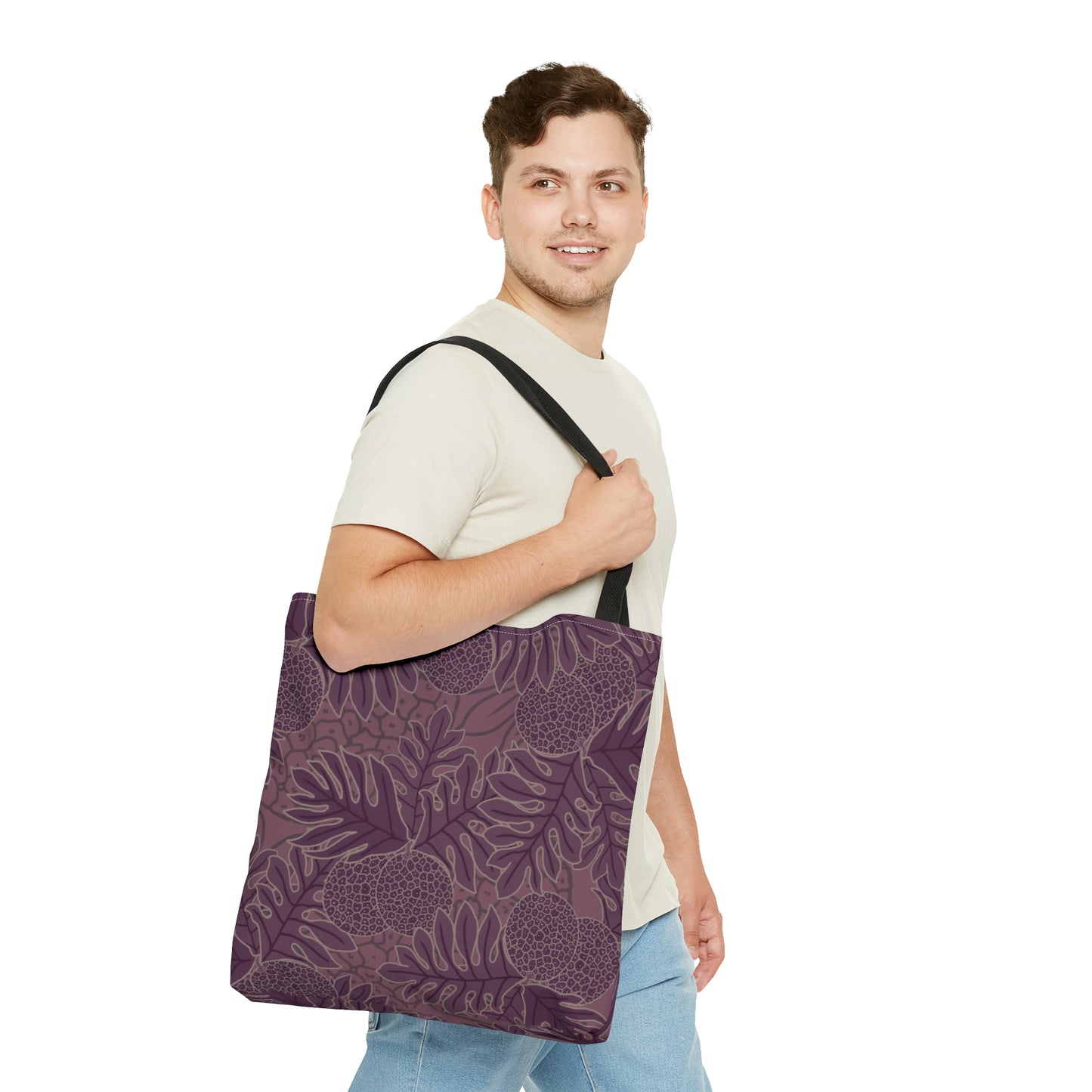 Ulu Breadfruit Hawaiian Print Purple Tote Bag