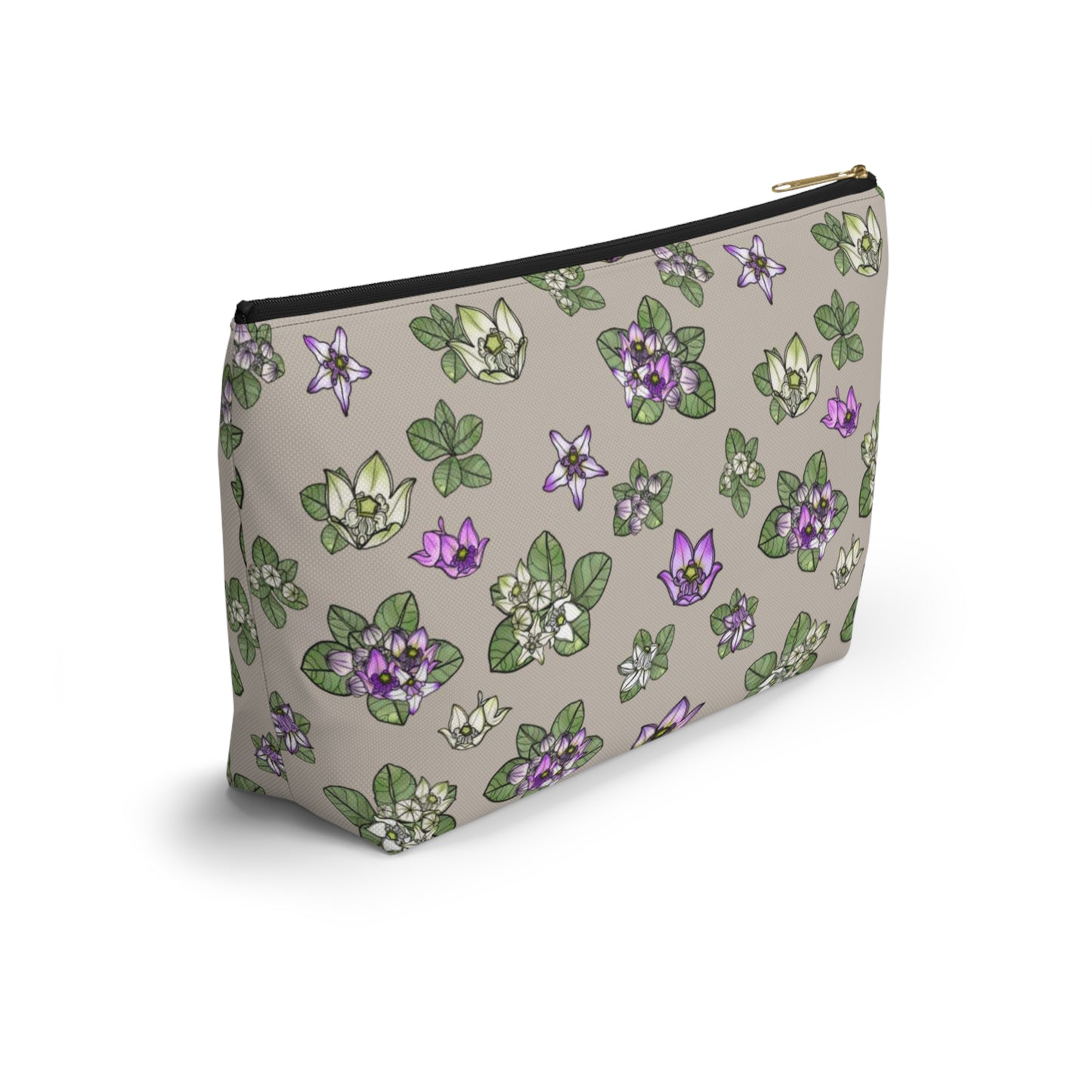 Pua Kalaunu Crown Flower Hawaiian Print Accessory Pouch w T-bottom