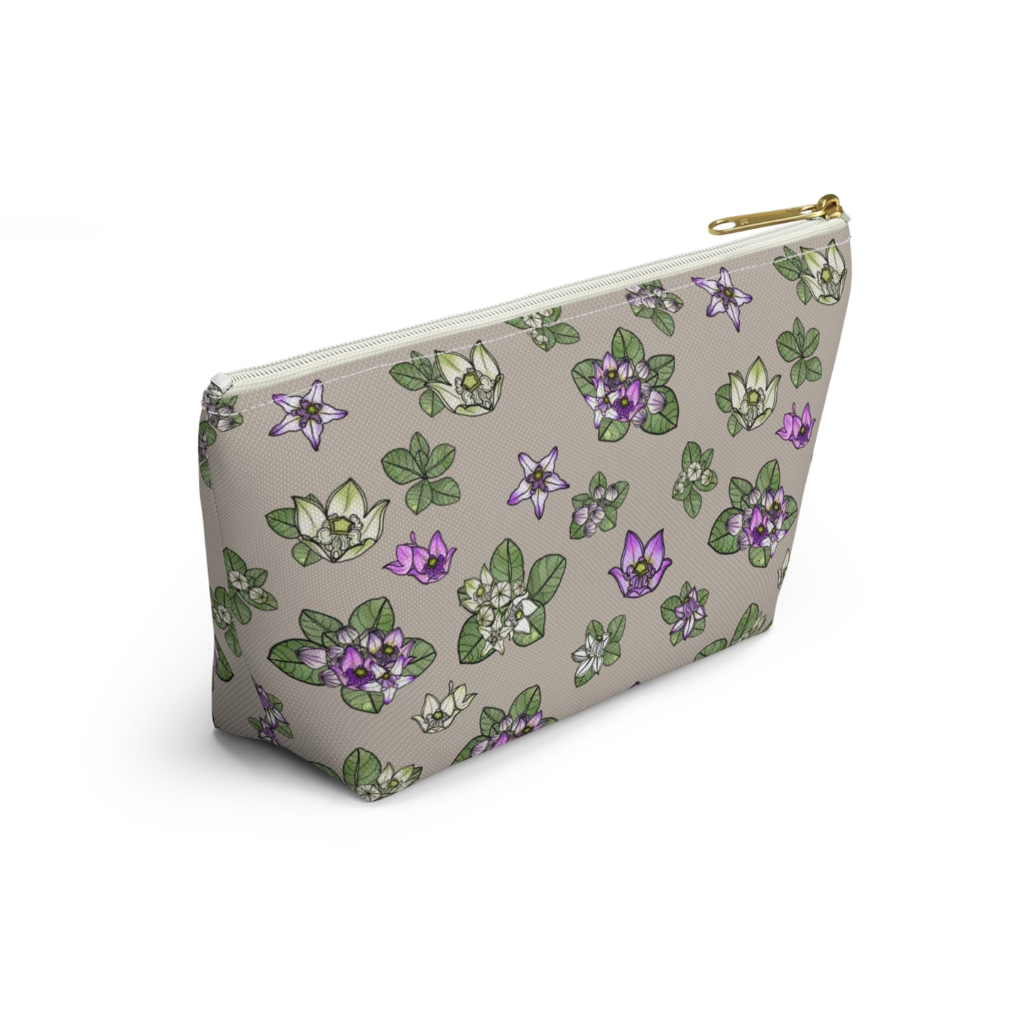 Pua Kalaunu Crown Flower Hawaiian Print Accessory Pouch w T-bottom