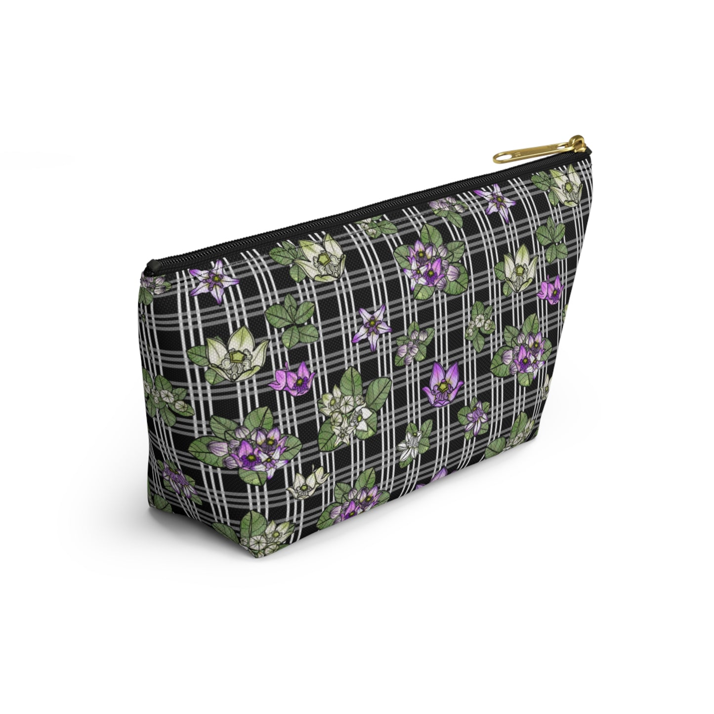 Pua Kalaunu and Palaka Hawaiian Print Accessory Pouch w T-bottom