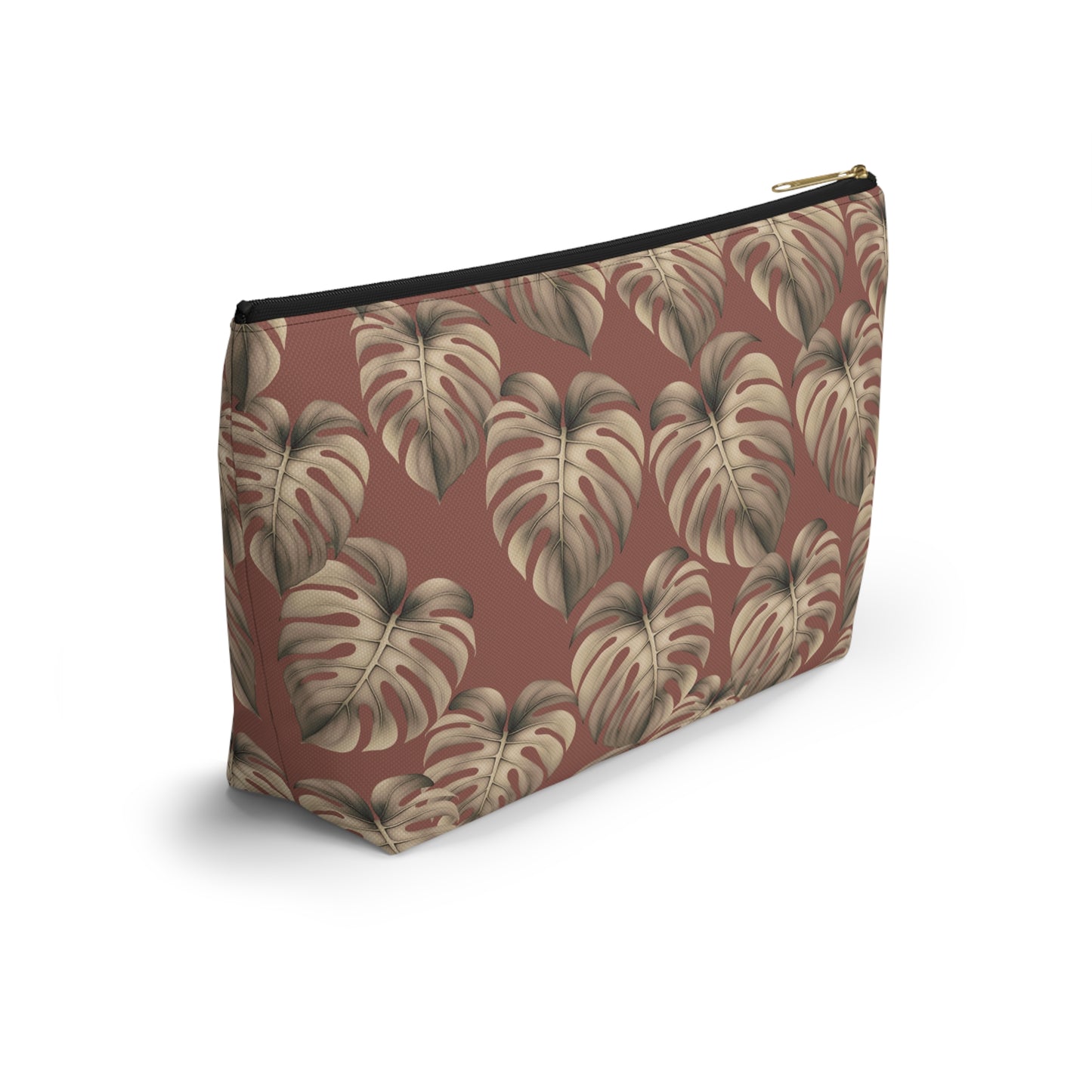 Monstera Mauve Hawaiian Print - Accessory Pouch w T-bottom