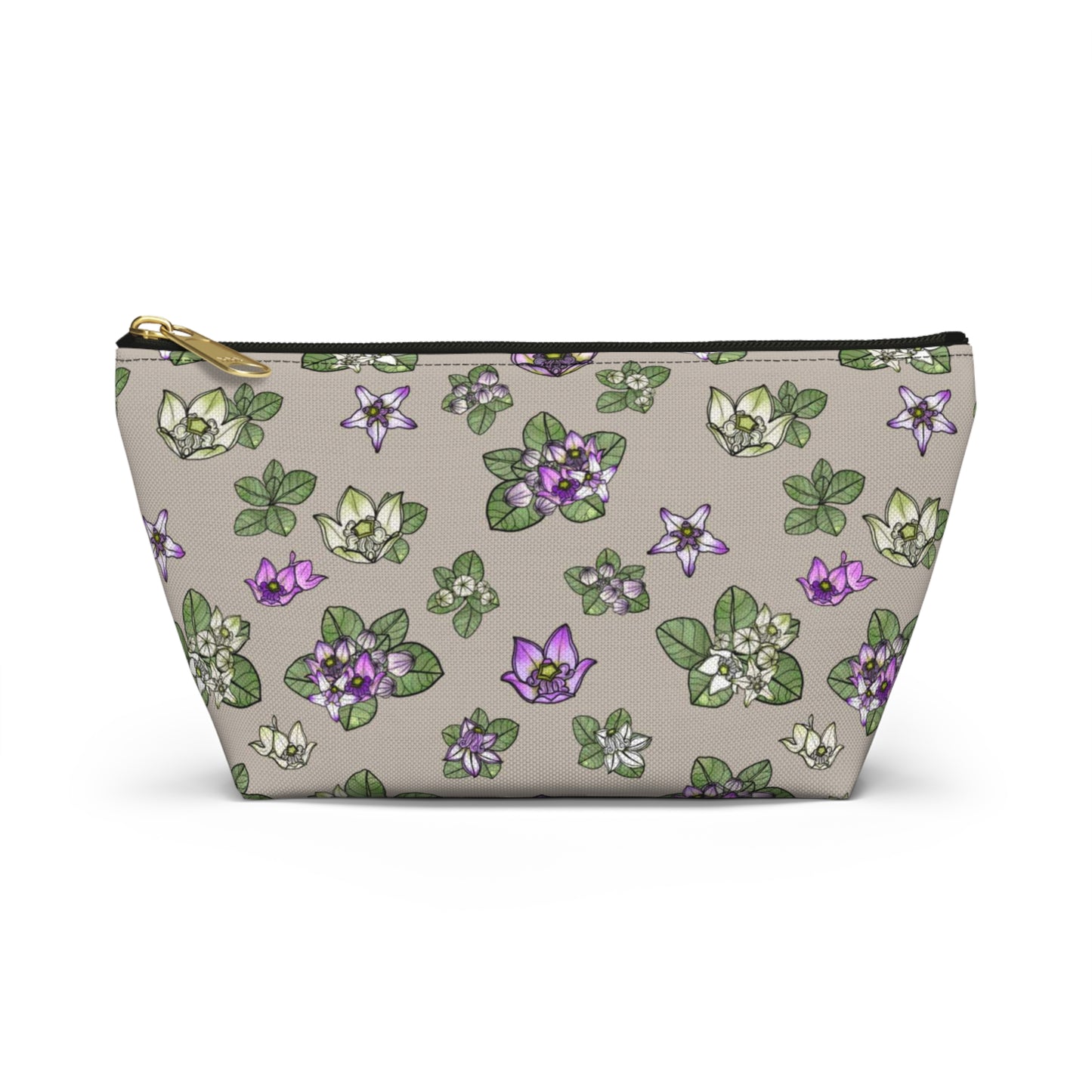 Pua Kalaunu Crown Flower Hawaiian Print Accessory Pouch w T-bottom