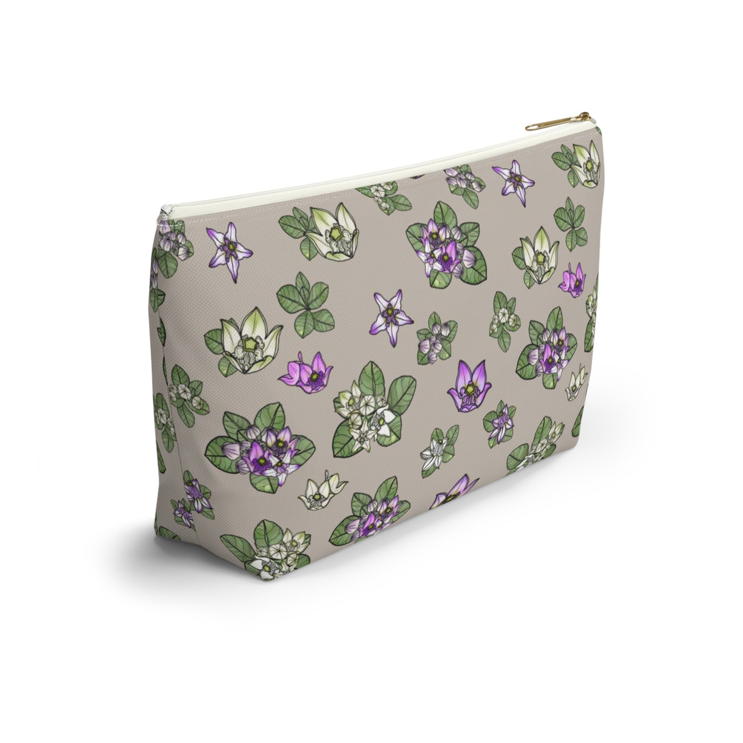 Pua Kalaunu Crown Flower Hawaiian Print Accessory Pouch w T-bottom