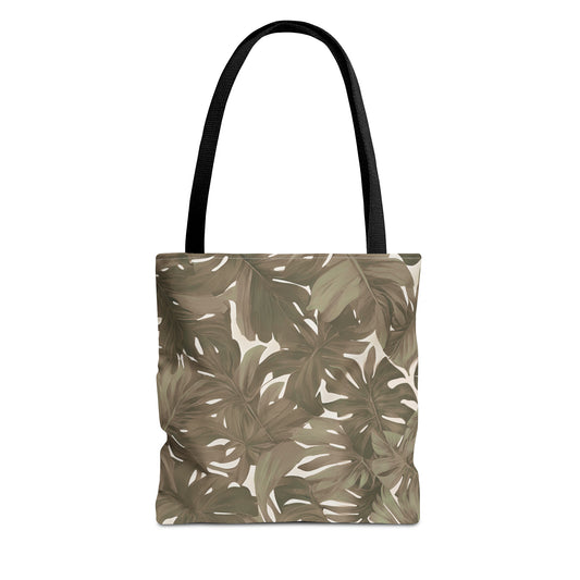 Monstera Tropical Hawaiian Print Neutral Tote Bag