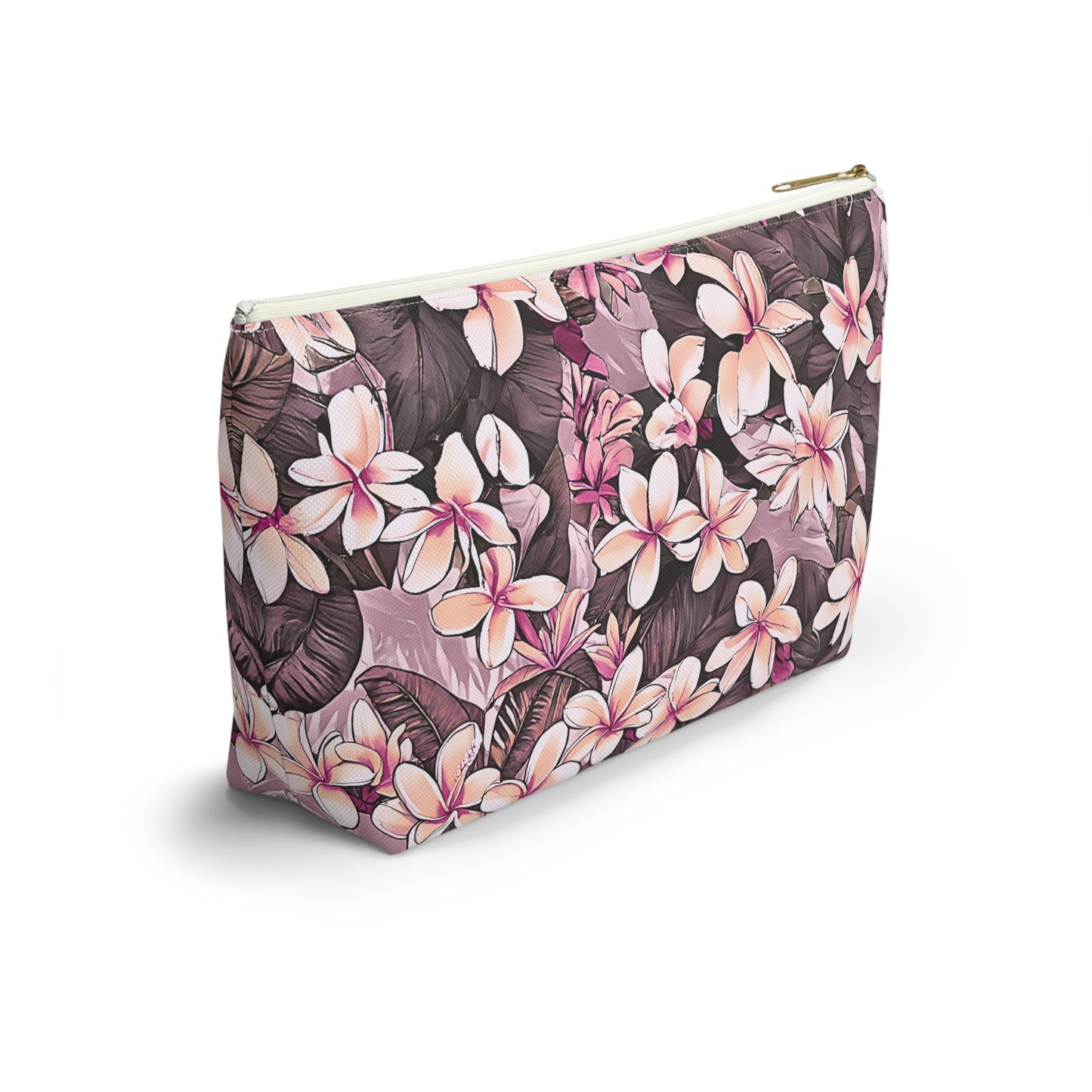 Plumeria Hawaiian Tropical Print Pink Tones - Accessory Pouch w T-bottom