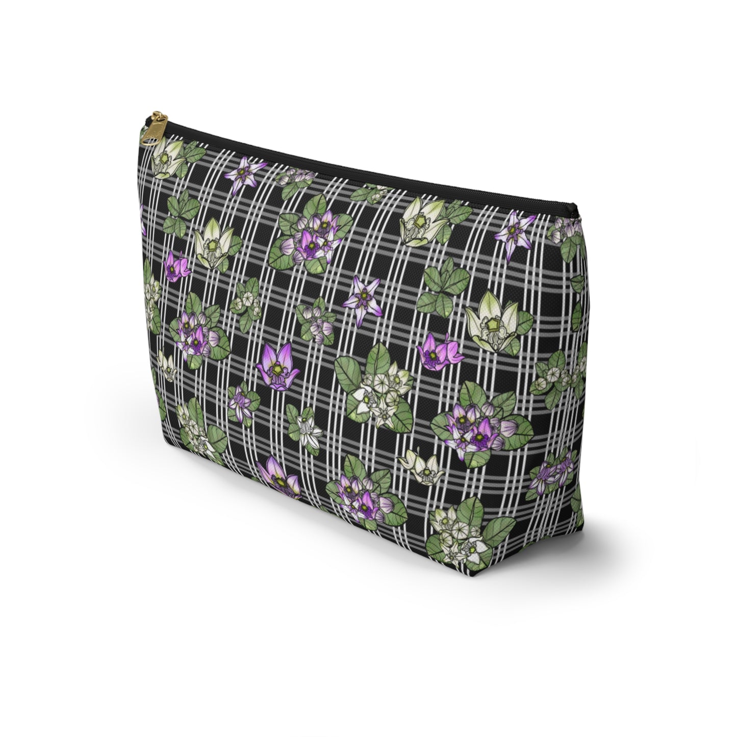 Pua Kalaunu and Palaka Hawaiian Print Accessory Pouch w T-bottom