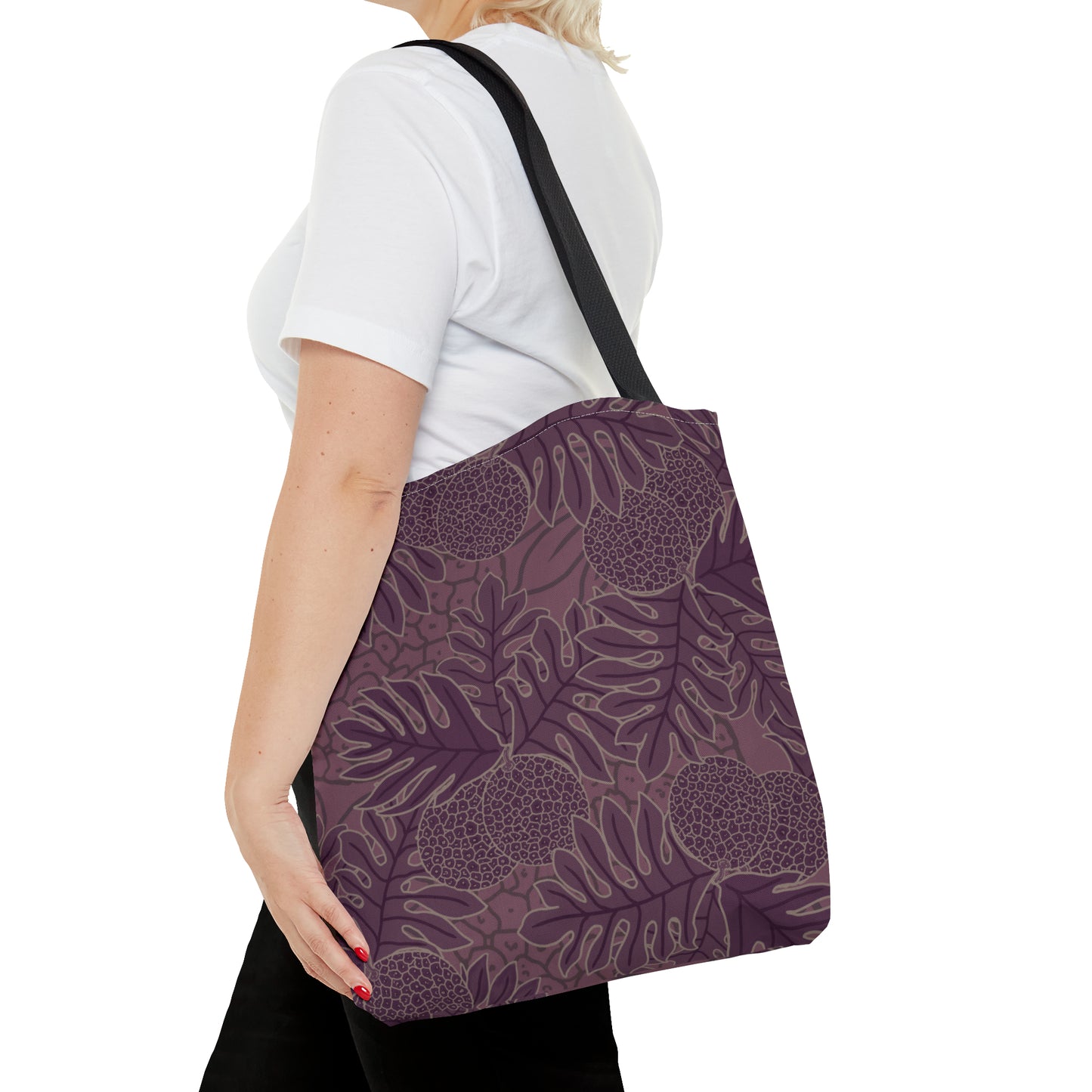 Ulu Breadfruit Hawaiian Print Purple Tote Bag