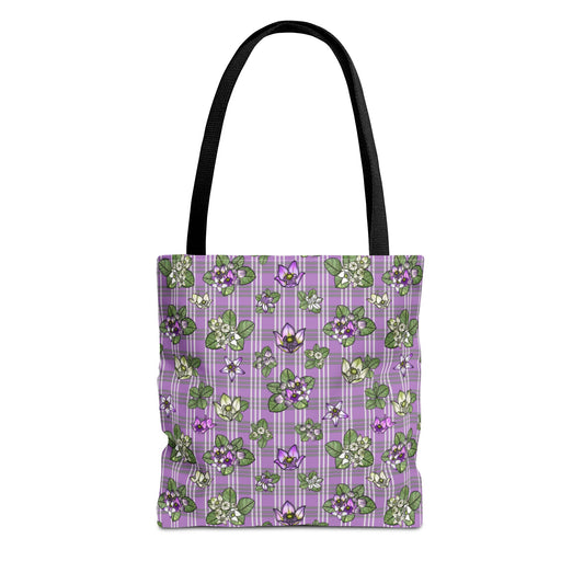 Pua Kalaunu and Palaka Hawaiian Print Tote Bag (purple)