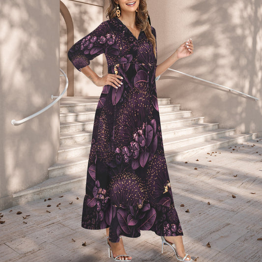 Pauahi Mu'u mu'u maxi dress - 'ōhiʻa lehua in purple