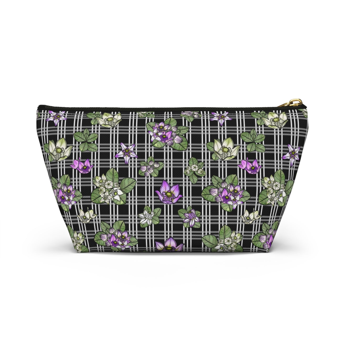 Pua Kalaunu and Palaka Hawaiian Print Accessory Pouch w T-bottom