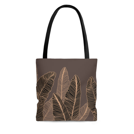 Banana Leaf Hawaiian Print Tote Bag - Taupe