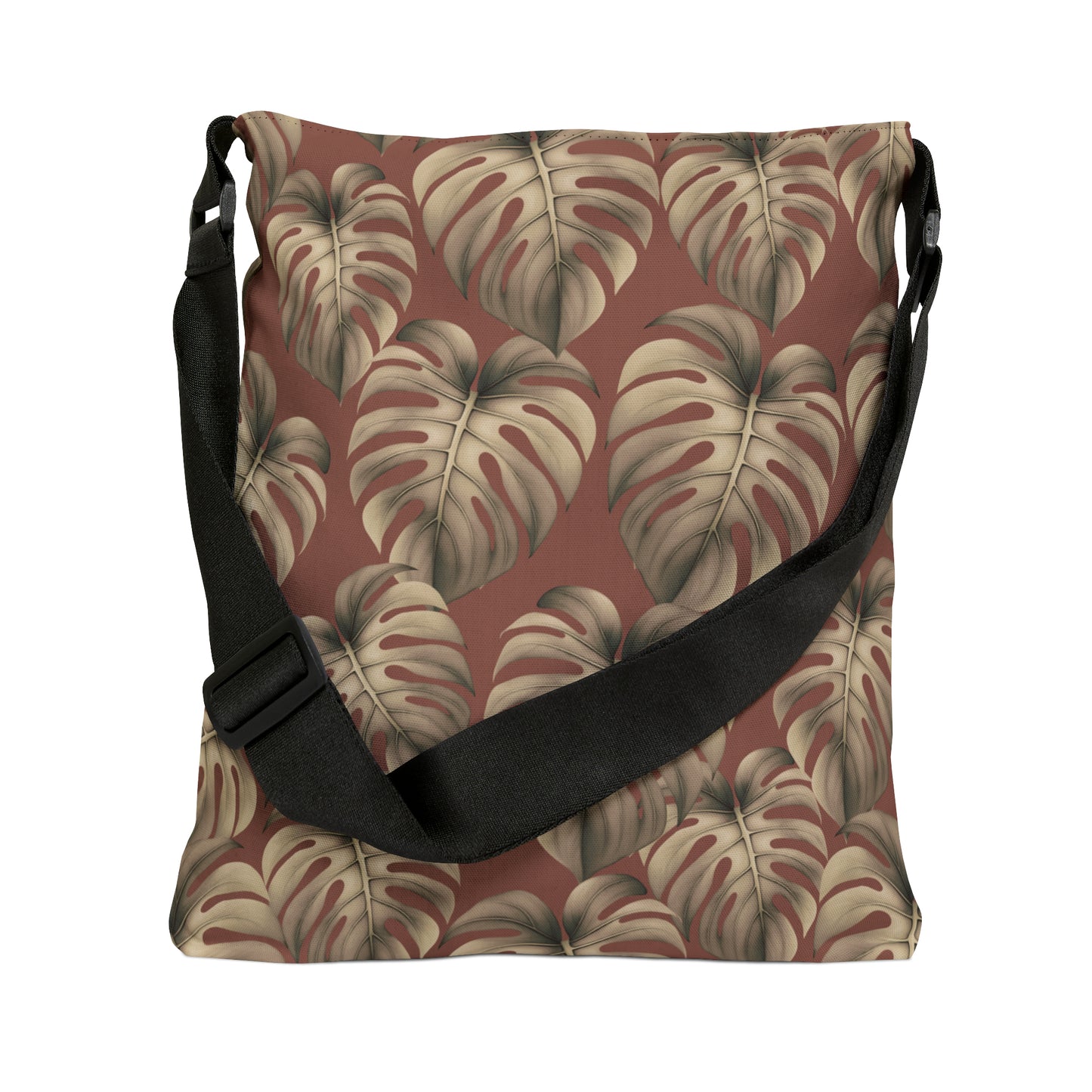 Monstera Mauve Hawaiian Print Ajustable Tote Bag