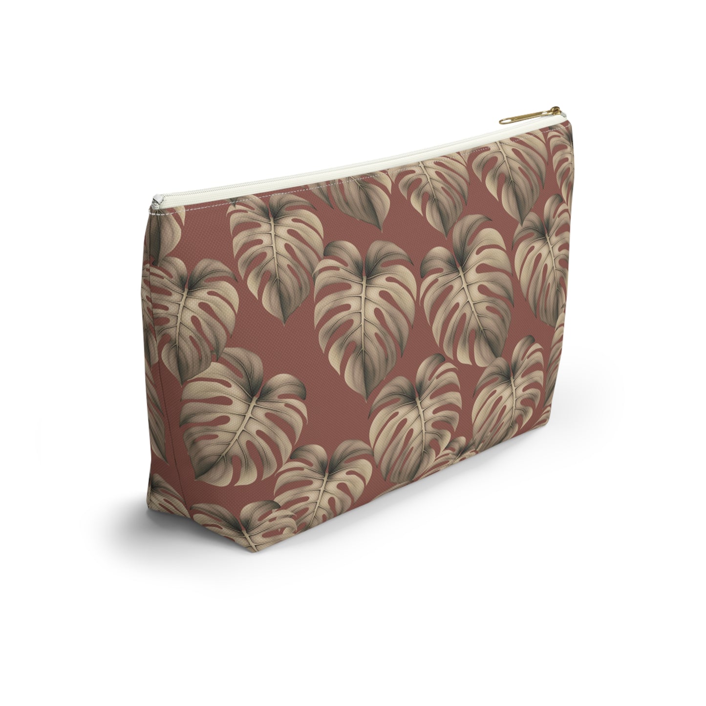 Monstera Mauve Hawaiian Print - Accessory Pouch w T-bottom