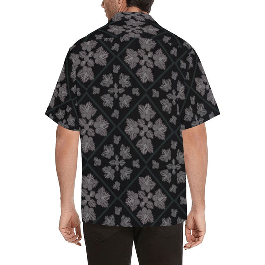 Ulu Quilt - Menʻs Aloha Shirt, Black and Gray Hawaiian Shirt
