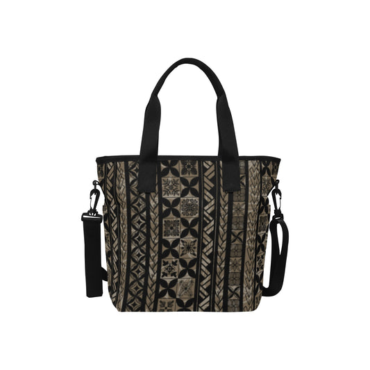 Hawaiian Kapa Kākau Quilt Print Tote Bag Crossbody with Shoulder Strap