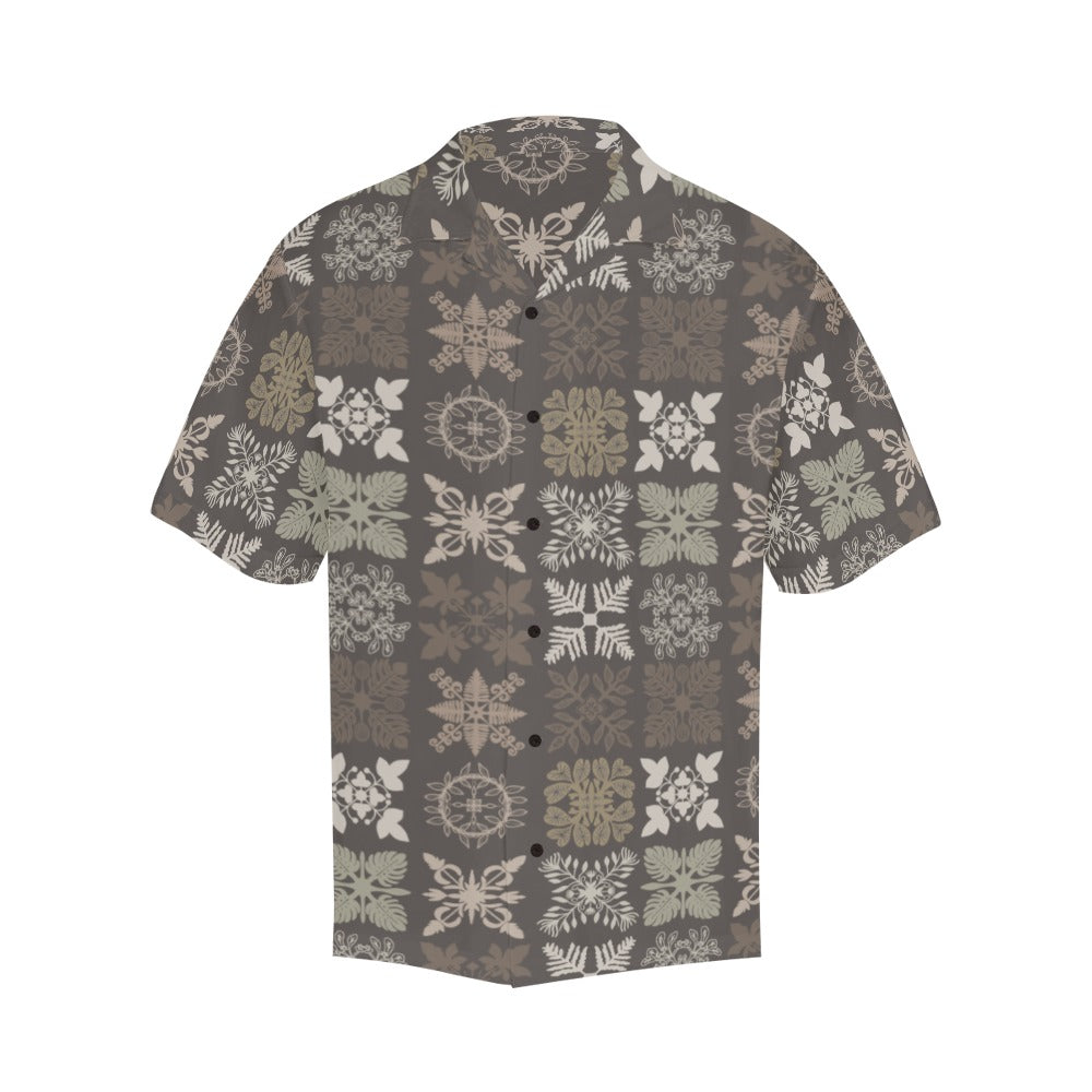 Hawaiian Kapa Kuiki - Menʻs Aloha Shirt, Taupe & Browns