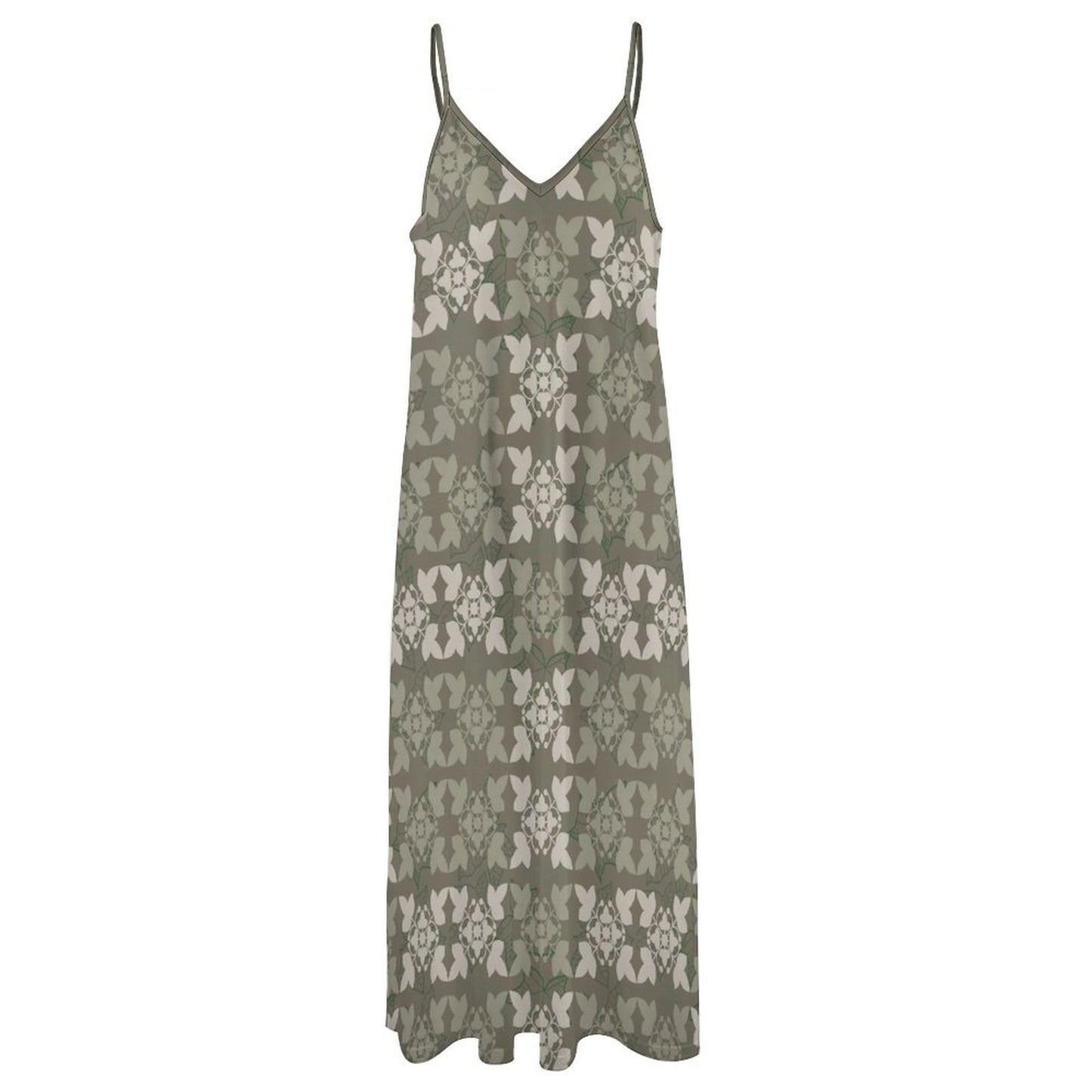 Hōʻolu Maxi Dress in Kapa Kuiki Hawaiian Print - Sage and Gray