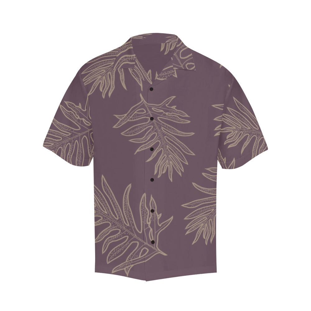 Lauaʻe Fern Hawaiian Print Menʻs Aloha Shirt - Lavender
