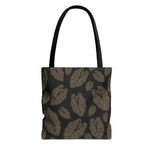 Kalo Taro Hawaiian Print Tote Bag - Black and Brown